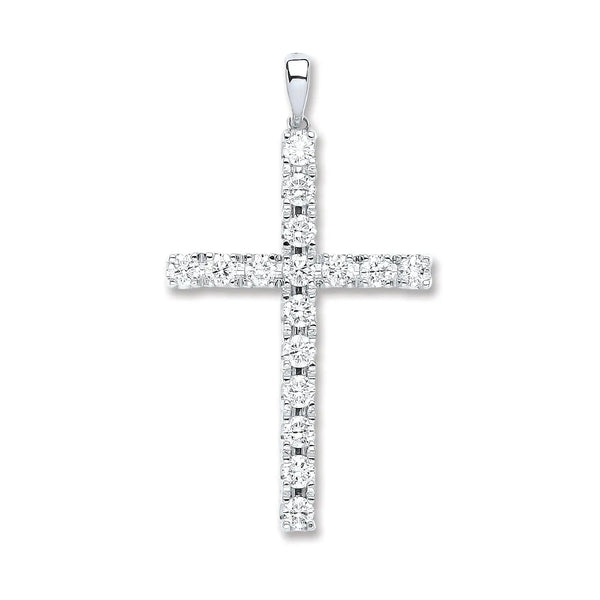 18ct White Gold 1.70ct Diamond Cross Pendant HEERA DIAMONDS