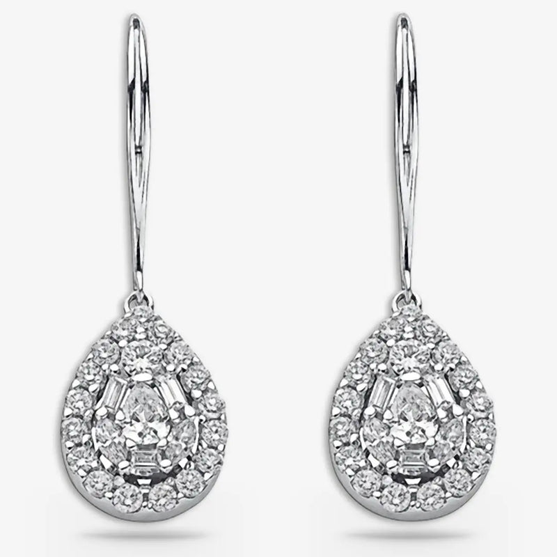 18ct White Gold 1.70ct Diamond Drop Earrings HEERA DIAMONDS