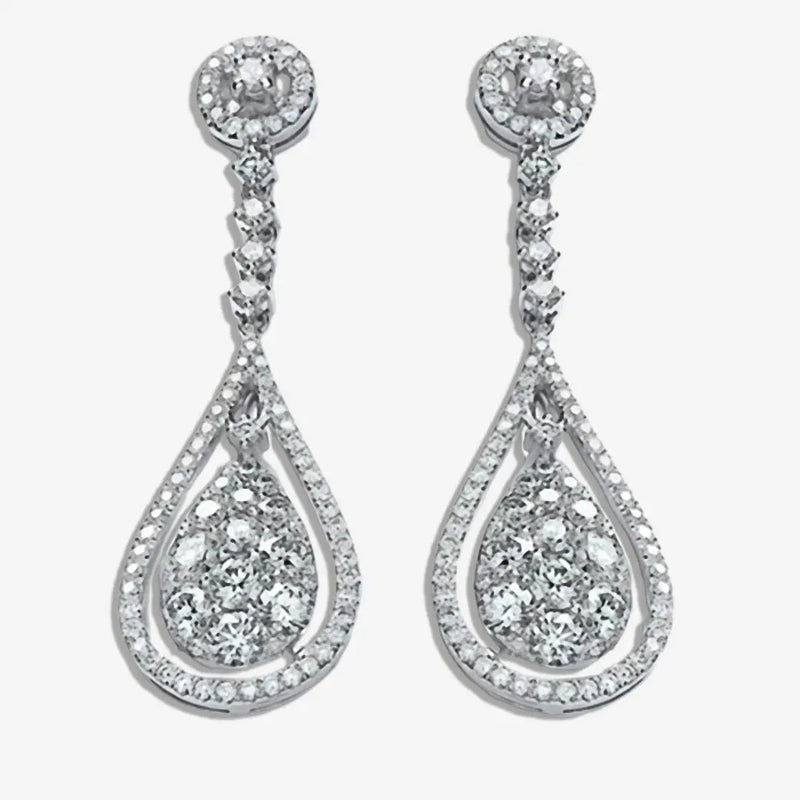 18ct White Gold 3.30ct Diamond Drop Earrings HEERA DIAMONDS