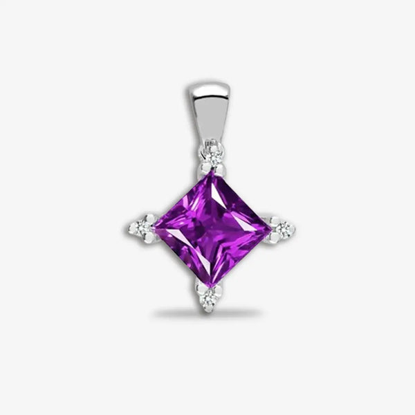 18ct White Gold Diamond And Amethyst Pendant HEERA DIAMONDS