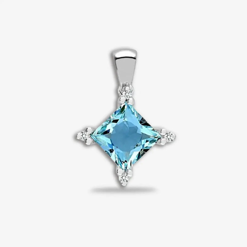 18ct White Gold Diamond And Blue Topaz Pendant HEERA DIAMONDS