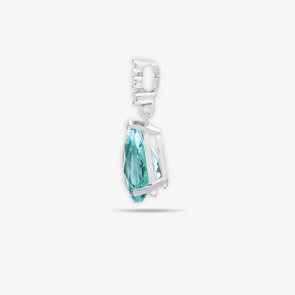 18ct White Gold Diamond And Blue Topaz Pendant HEERA DIAMONDS