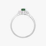 18ct White Gold Diamond And Emerald And 3 Stone Ring HEERA DIAMONDS