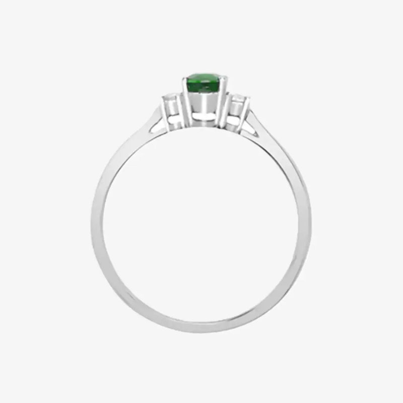 18ct White Gold Diamond And Emerald And 3 Stone Ring HEERA DIAMONDS