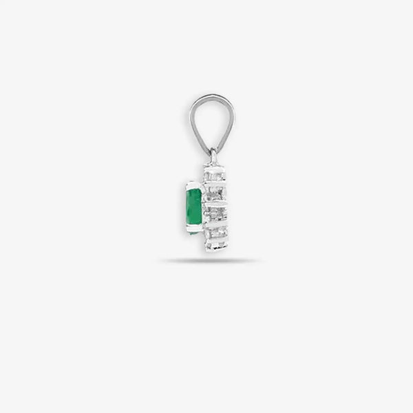 18ct White Gold Diamond And Emerald Pendant HEERA DIAMONDS