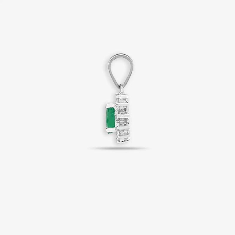 18ct White Gold Diamond And Emerald Pendant HEERA DIAMONDS