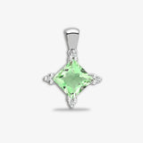 18ct White Gold Diamond And Green Amethyst Pendant HEERA DIAMONDS