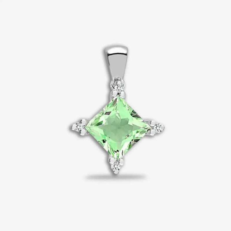 18ct White Gold Diamond And Green Amethyst Pendant HEERA DIAMONDS