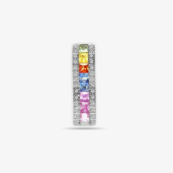 18ct White Gold Diamond And Multi Coloured Sapphire Pendant HEERA DIAMONDS