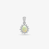 18ct White Gold Diamond And Opal Pendant HEERA DIAMONDS