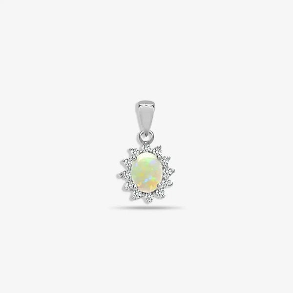 18ct White Gold Diamond And Opal Pendant HEERA DIAMONDS