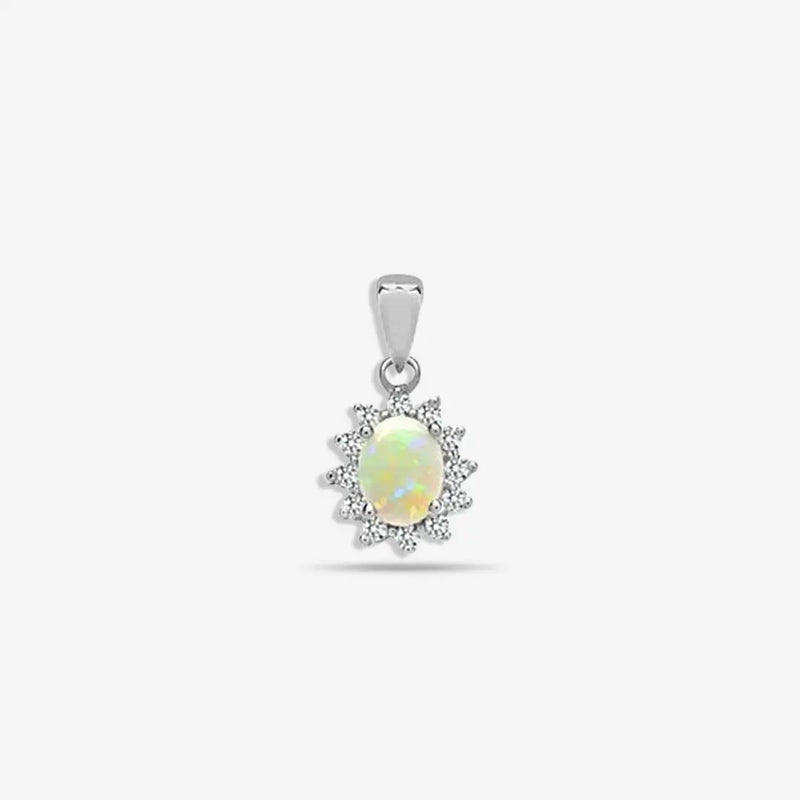 18ct White Gold Diamond And Opal Pendant HEERA DIAMONDS