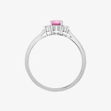 18ct White Gold Diamond And Pink Sapphire And 3 Stone Ring HEERA DIAMONDS