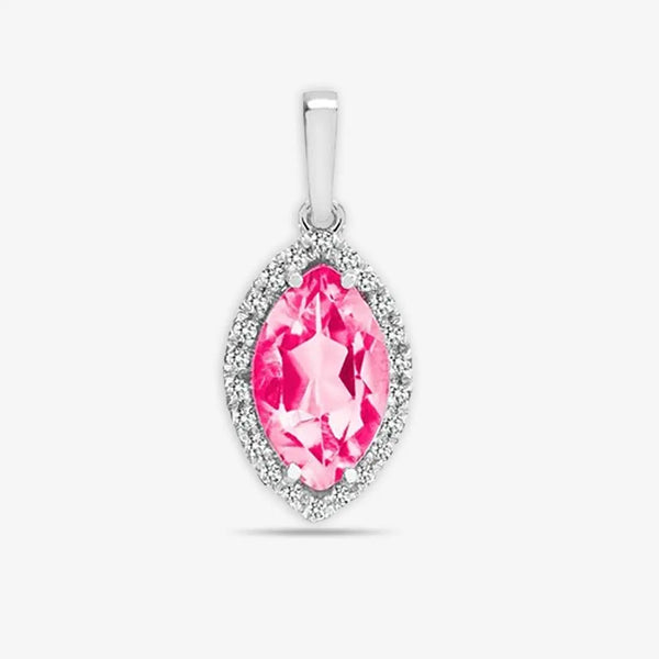 18ct White Gold Diamond And Pink Topaz Pendant HEERA DIAMONDS