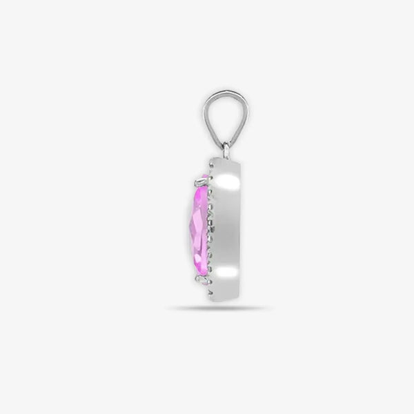18ct White Gold Diamond And Pink Topaz Pendant HEERA DIAMONDS