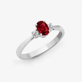 18ct White Gold Diamond And Ruby And 3 Stone Ring HEERA DIAMONDS