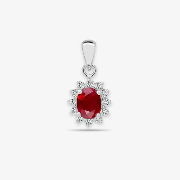 18ct White Gold Diamond And Ruby Pendant HEERA DIAMONDS