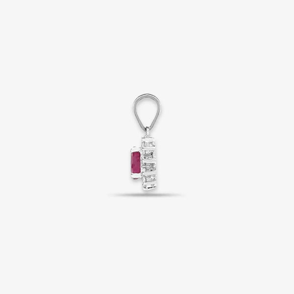 18ct White Gold Diamond And Ruby Pendant HEERA DIAMONDS