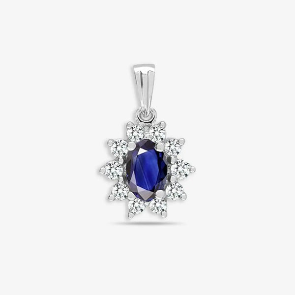 18ct White Gold Diamond And Sapphire Pendant HEERA DIAMONDS