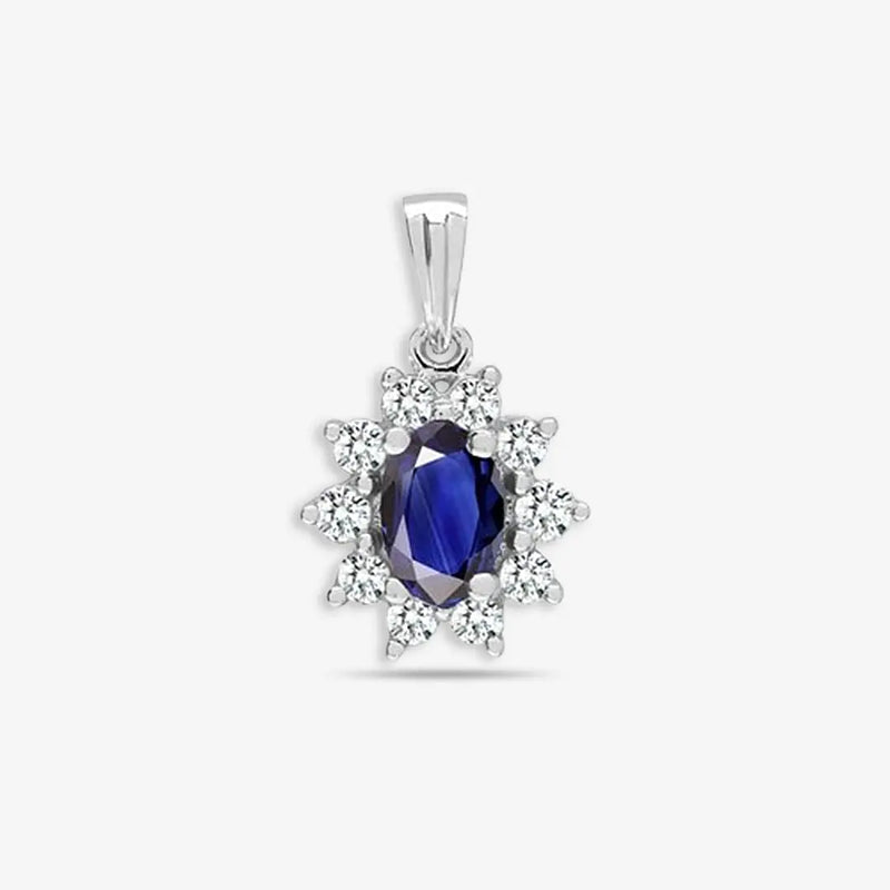 18ct White Gold Diamond And Sapphire Pendant HEERA DIAMONDS