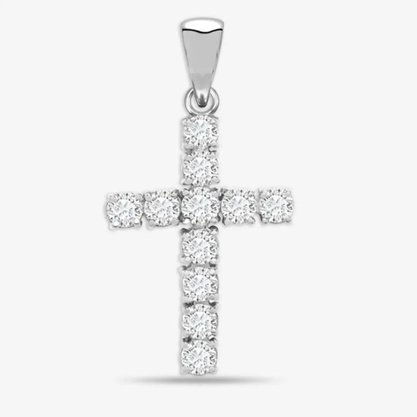 18ct White Gold Diamond Cross Pendent HEERA DIAMONDS