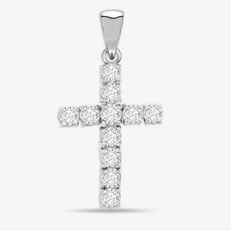 18ct White Gold Diamond Cross Pendent HEERA DIAMONDS