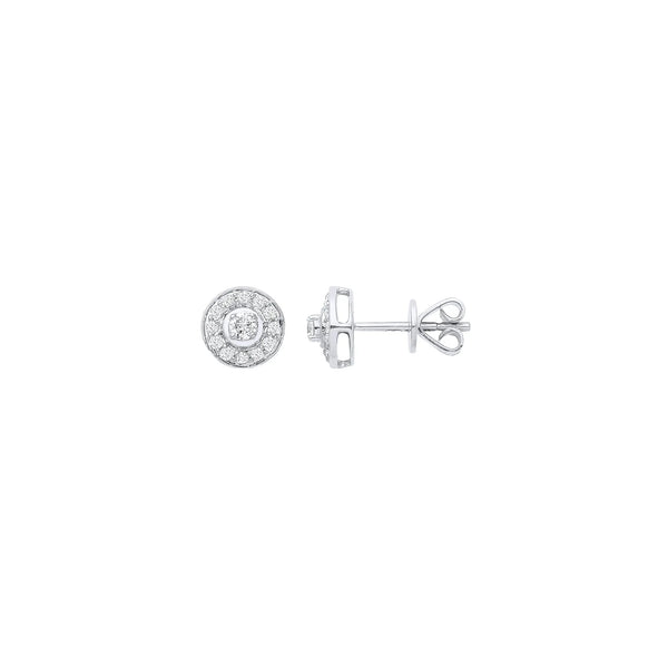 18ct White Gold Halo 0.24ctw Diamond Studs HEERA DIAMONDS