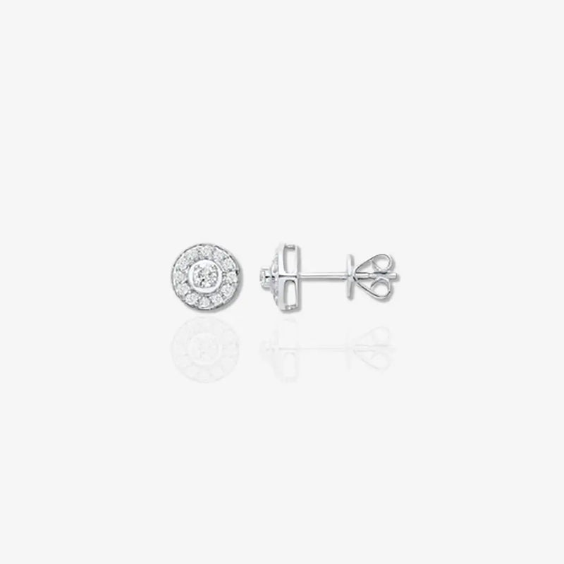 18ct White Gold Halo 0.24ctw Diamond Studs HEERA DIAMONDS