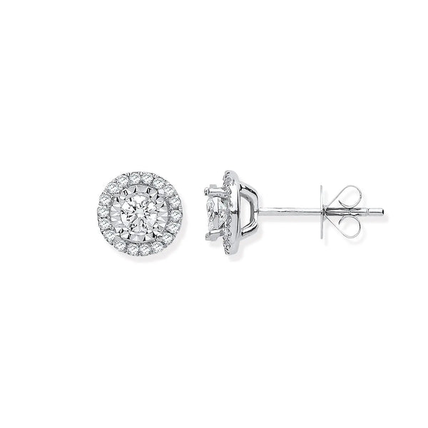 18ct White Gold Halo 0.50ctw Diamond Studs HEERA DIAMONDS