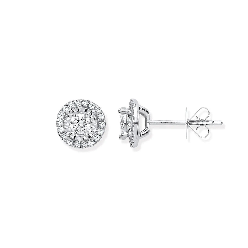 18ct White Gold Halo 0.50ctw Diamond Studs HEERA DIAMONDS