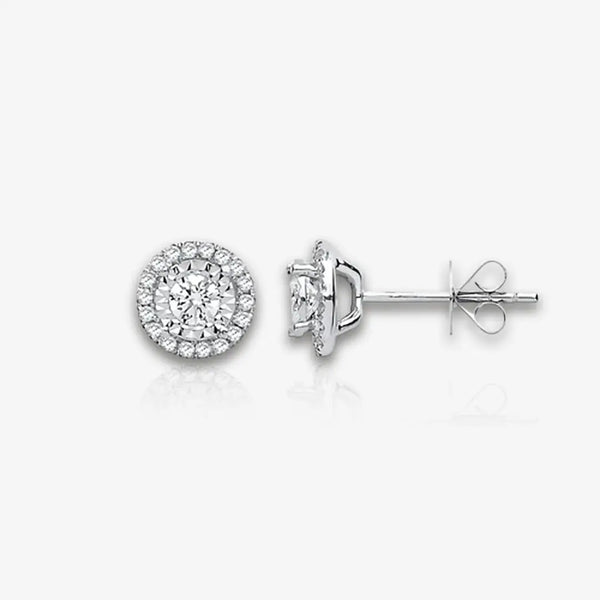 18ct White Gold Halo 0.50ctw Diamond Studs HEERA DIAMONDS