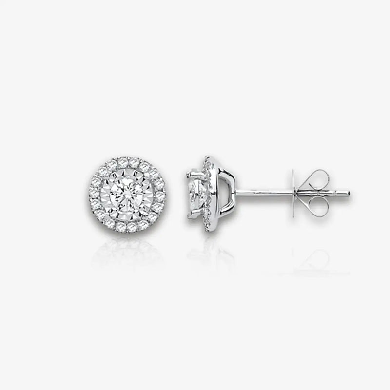 18ct White Gold Halo 0.50ctw Diamond Studs HEERA DIAMONDS