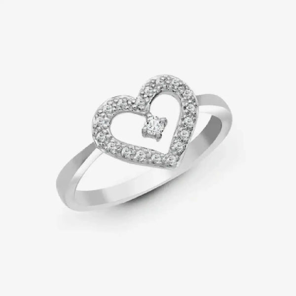 18ct White Gold Heart Shaped Diamond Ring HEERA DIAMONDS