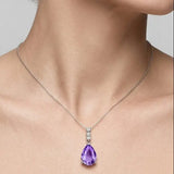 18ct White Gold Natural Diamond And Amethyst Pendant