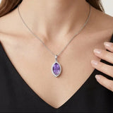 18ct White Gold Natural Diamond And Amethyst Pendant