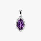 18ct White Gold Natural Diamond And Amethyst Pendant