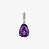 18ct White Gold Natural Diamond And Amethyst Pendant