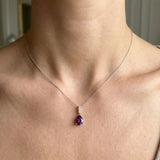 18ct White Gold Natural Diamond And Amethyst Pendant