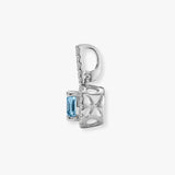 18ct White Gold Natural Diamond And Blue Topaz Pendant