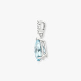18ct White Gold Natural Diamond And Blue Topaz Pendant