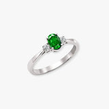18ct White Gold Natural Diamond And Emerald And 3 Stone Ring