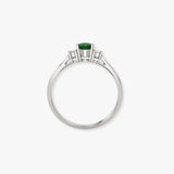 18ct White Gold Natural Diamond And Emerald And 3 Stone Ring