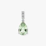 18ct White Gold Natural Diamond And Green Amethyst Pendant