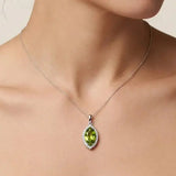 18ct White Gold Natural Diamond And Peridot Pendant JN