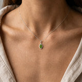 18ct White Gold Natural Diamond And Peridot Pendant