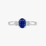18ct White Gold Natural Diamond And Sapphire And 3 Stone Ring