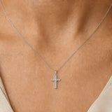18ct White Gold Natural Diamond Cross Pendent
