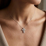 18ct White Gold Natural Diamond Cross Pendent
