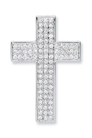 18ct White Gold Pave Set 0.80ct Diamond Cross HEERA DIAMONDS