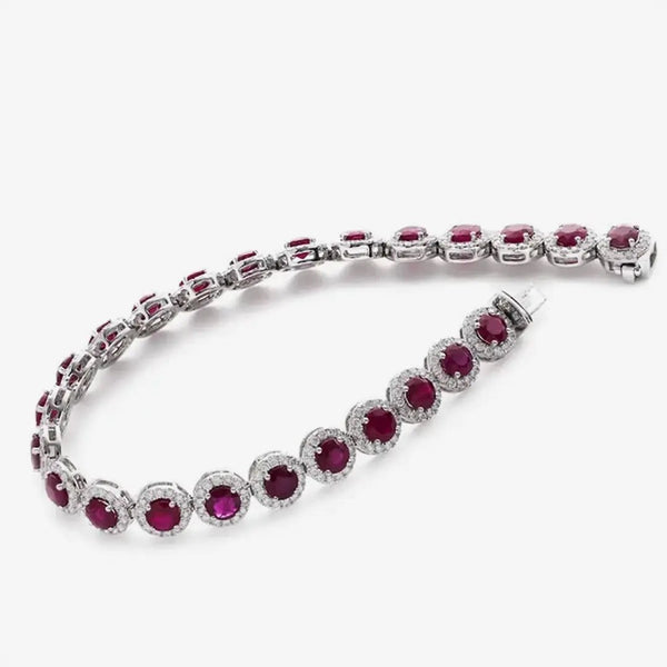 18ct White Gold Round Brilliant Ruby and Diamond Bracelet HEERA DIAMONDS